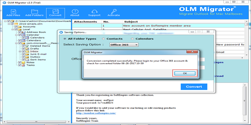 Mac outlook olm to owa conversion procedure is complete