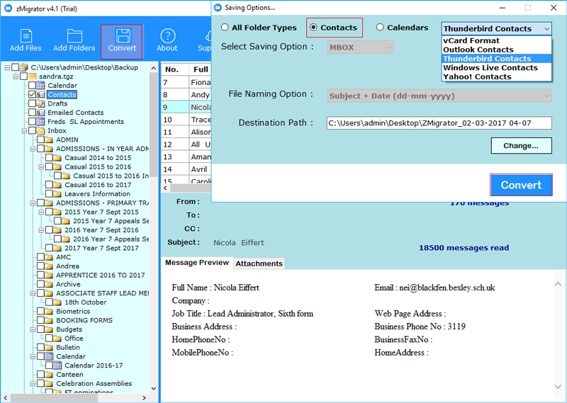 thunderbird contacts