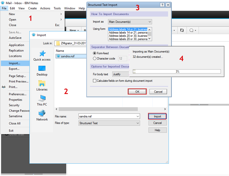 steps to export it in Lotus Notes