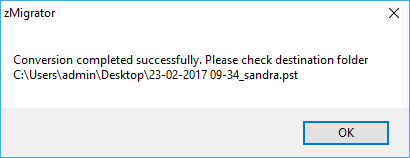 Zimbra to PST conversion process done