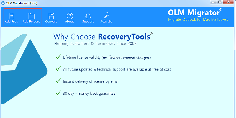 Run olm to eml converter tool