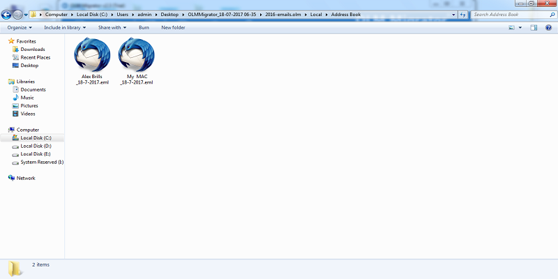 After complete the olm mail to eml conversion tool automatically opens the resultant data
