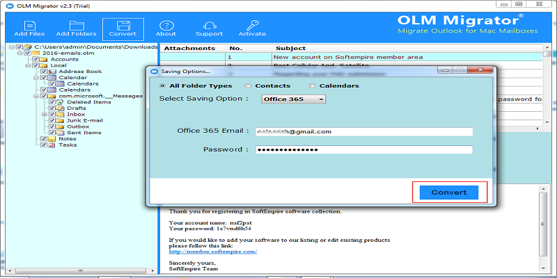 fill the window outlook office 365 login details