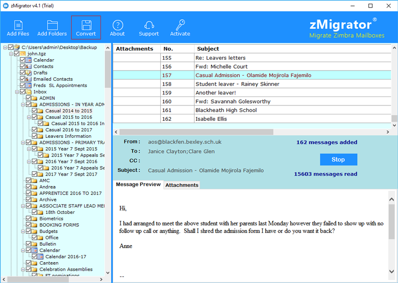 zimbra to apple mail tool gives an option to select needed file format